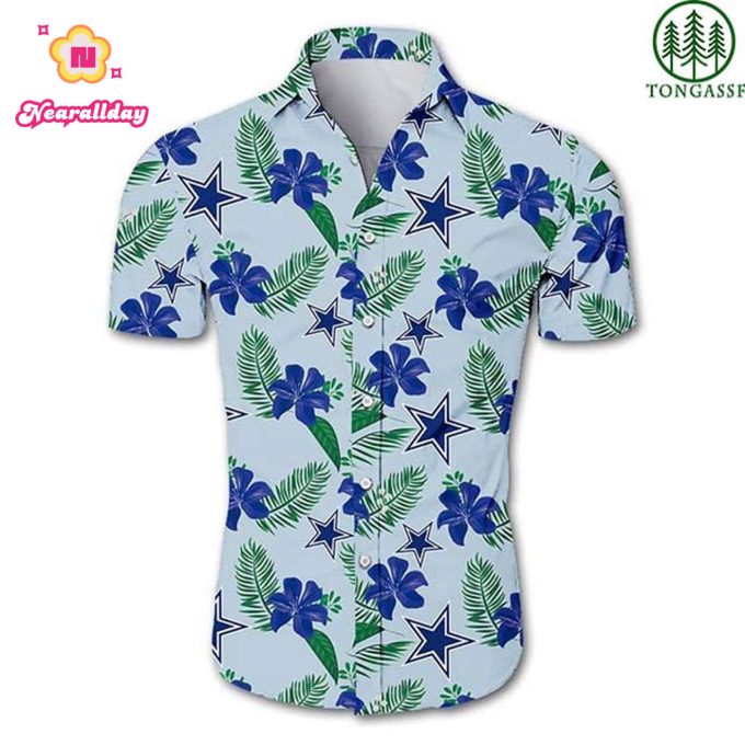 NFL Dallas cowboys logo and flower Hawaiian Shirt