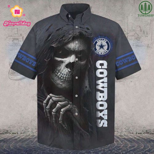 NFL Dallas Cowboys Skull Hawaiin Shirt Button Up Shirt