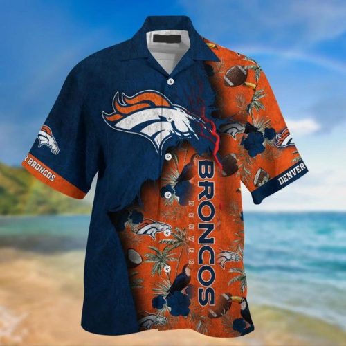 NFL Denver Broncos Navy Blue Orange Hawaiian Shirt Men & Women Aloha Shirt