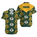 NFL Green Bay Packers Green Yellow Flower Hawaiian Shirt Aloha Shirt NFL Green Bay Packers Green Yellow Flower Hawaiian Shirt Aloha Shirt