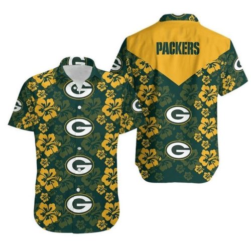 NFL Green Bay Packers Green Yellow Flower Hawaiian Shirt Aloha Shirt