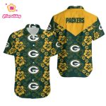 NFL Green Bay Packers Green Yellow Flower Hawaiian Shirt Aloha Shirt NFL Green Bay Packers Green Yellow Flower Hawaiian Shirt Aloha Shirt