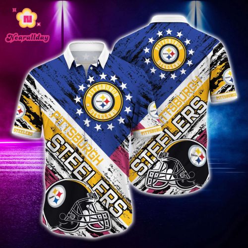 NFL Hawaiian Shirt Pittsburgh Steelers and Tshirt rugby helmet