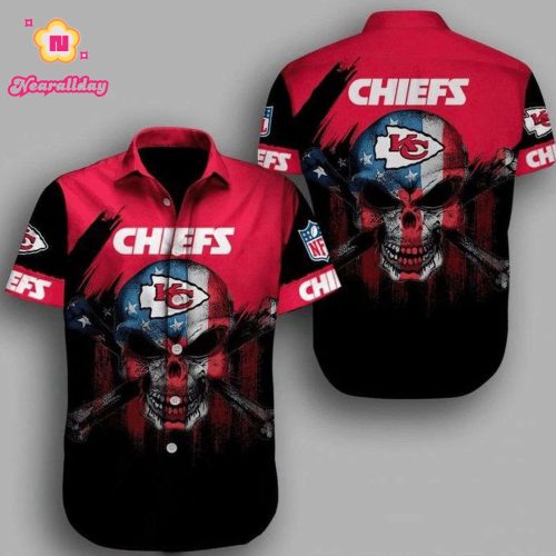 NFL Kansas City Chiefs Red Skull Hawaiian Shirt Men & Women Aloha Shirt