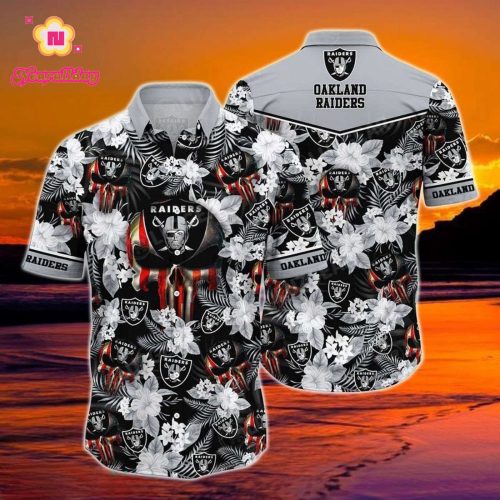 NFL Las Vegas Raiders Tropical Flower Pattern Hawaiian Shirt KP