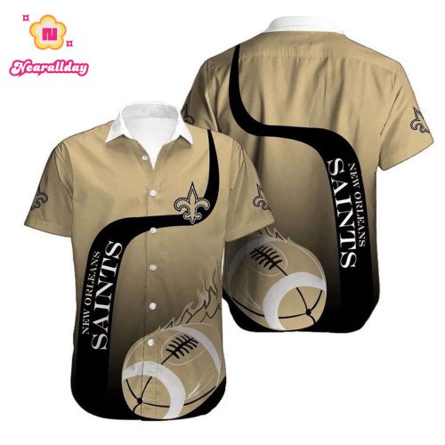 NFL New Orleans Saints Golden Black Ball Hawaiian Shirt Men & Women Aloha Shirt