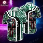 NFL New York Jets American Flag Skull Hawaiian Shirt Aloha Shirt