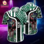 NFL New York Jets American Flag Skull Hawaiian Shirt Aloha Shirt