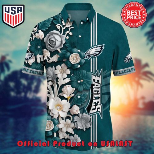 NFL PHILADELPHIA EAGLES FLOWER HAWAIIAN SHIRT AND TSHIRT FOR FANS NEW SUMMER ALOHA FOOTBALL SHIRTS