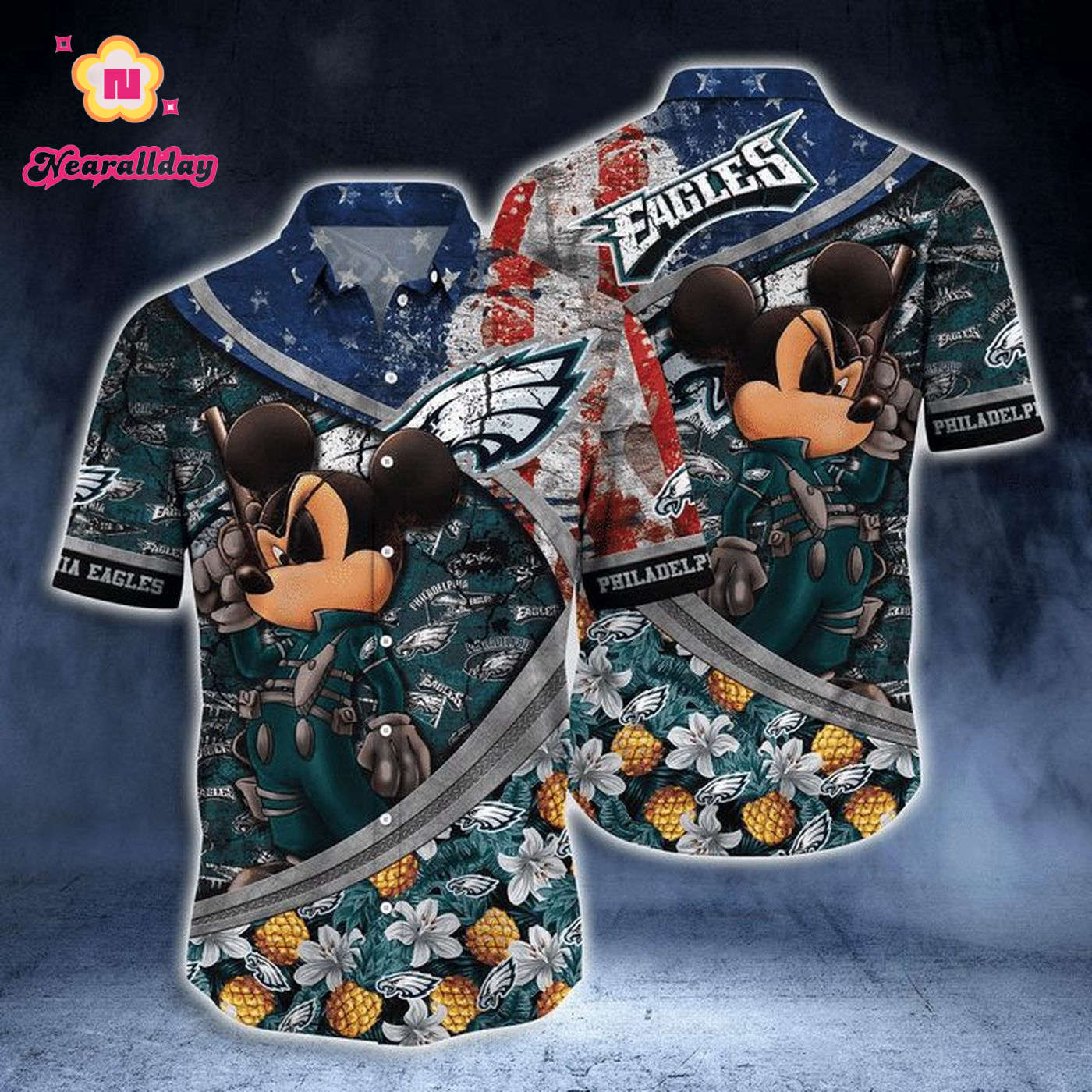 NFL Philadelphia Eagles Mickey Mouse Hawaiian Shirt Men & Women Aloha Shirt NFL Philadelphia Eagles Mickey Mouse Hawaiian Shirt Men & Women Aloha Shirt