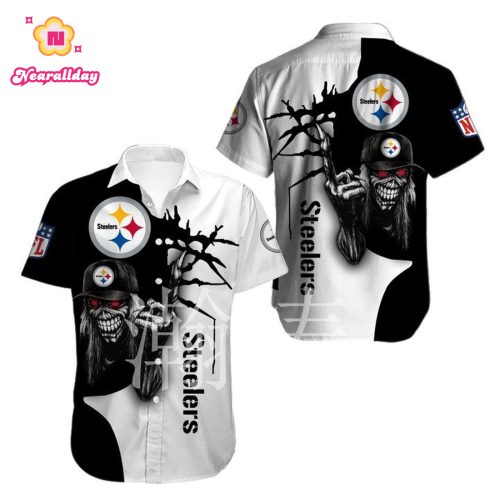 NFL Pittsburgh Steelers Button Up Shirt Iron Maiden Hawaiian Shirt Aloha Shirt