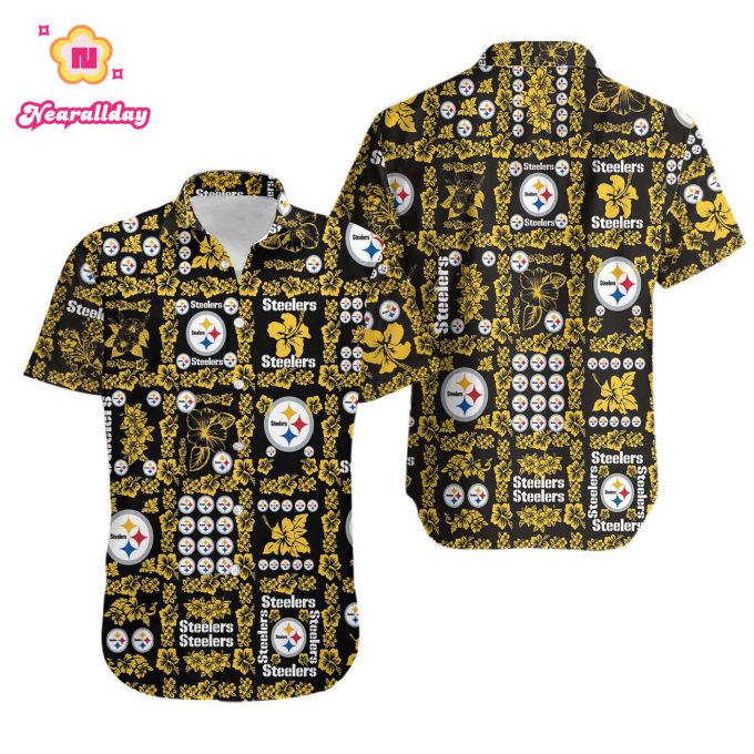 NFL Pittsburgh Steelers Golden Black Gomoku Hawaiian Shirt Men & Women Aloha Shirt