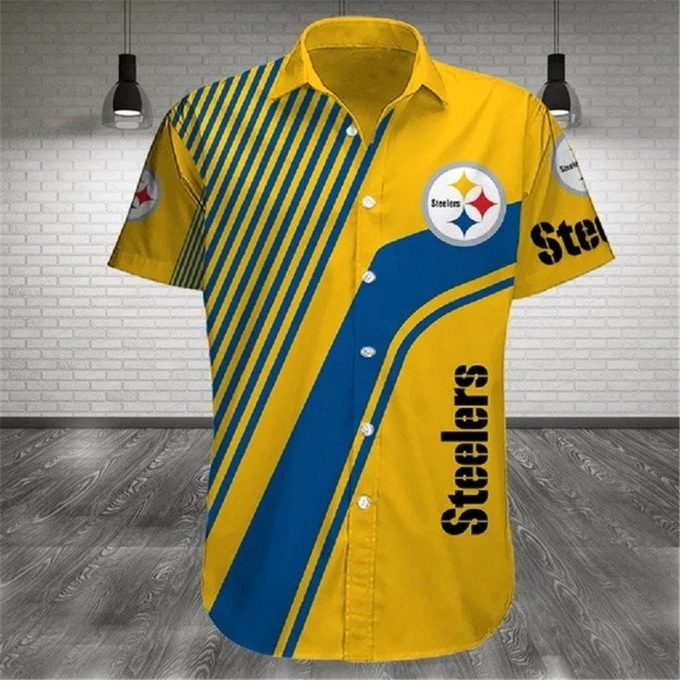 NFL Pittsburgh Steelers Golden Blue Design Hawaiian Shirt Aloha Shirt