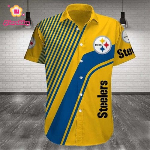 NFL Pittsburgh Steelers Golden Blue Design Hawaiian Shirt Aloha Shirt