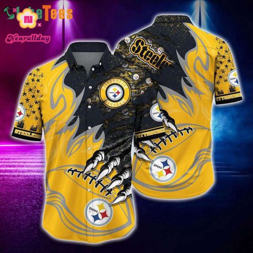 NFL Pittsburgh Steelers Logo Fire Rugby Graphic Hawaiian Shirt  Perfect Gifts For Your Loved Ones