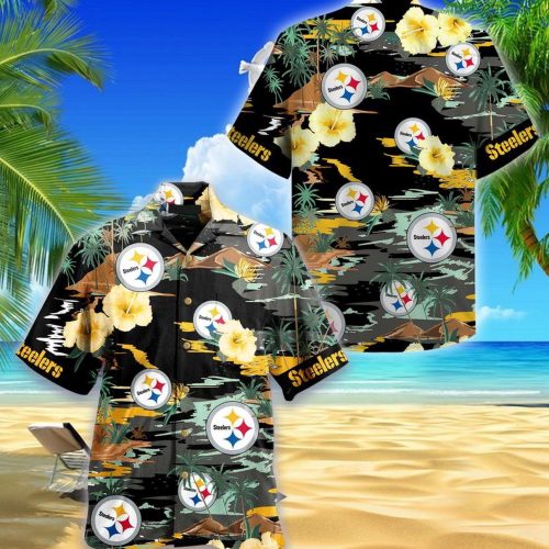 NFL Pittsburgh Steelers Sea palm Flower Hawaiian shirt