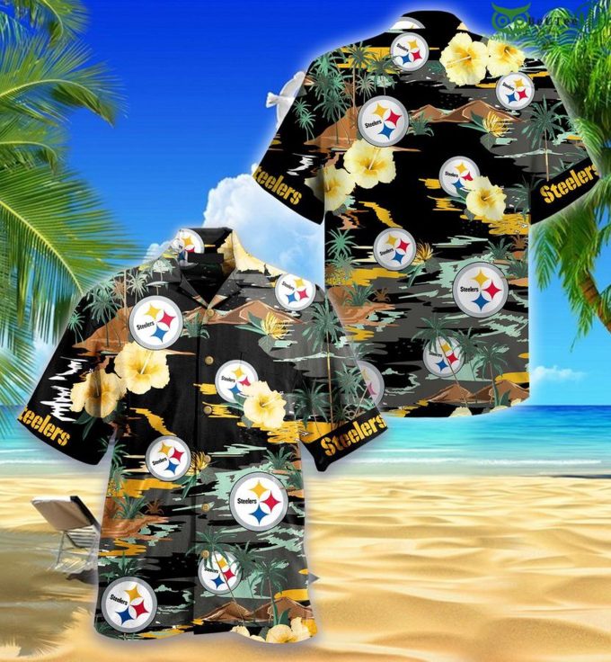 NFL Pittsburgh Steelers Sea palm Flower Hawaiian shirt