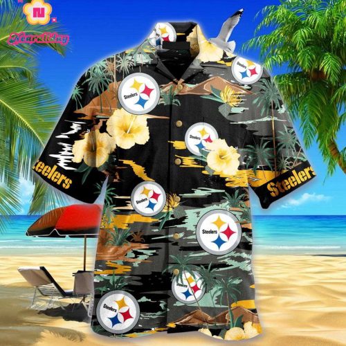NFL Pittsburgh Steelers Sea palm Flower Hawaiian shirt