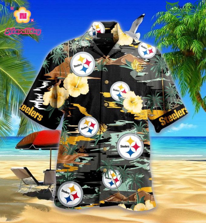 NFL Pittsburgh Steelers Sea palm Flower Hawaiian shirt