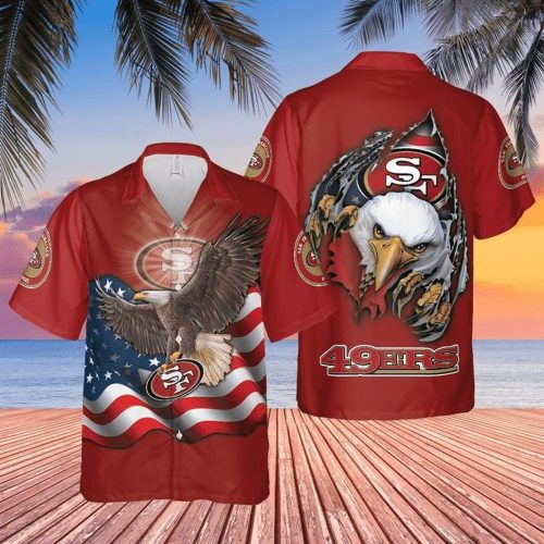 NFL San Francisco 49ers Eagles American Flag Hawaiian Shirt Aloha Shirt
