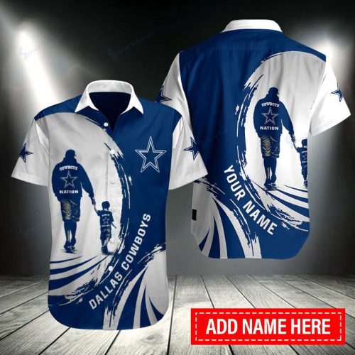 Personalized Dad And Son Cowboys 3D Hawaiian Shirt, Gift for Dallas Cowboys Fans