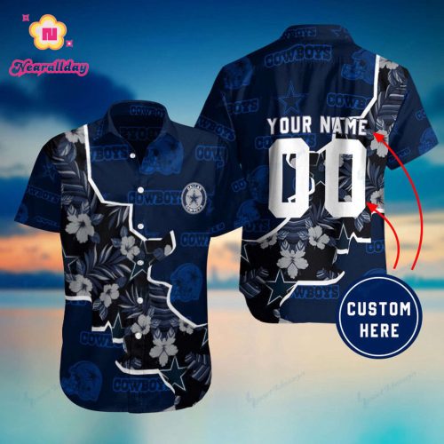 Personalized Dallas Cowboys Helmet Skull And Flower Pattern 3D Hawaiian Shirt