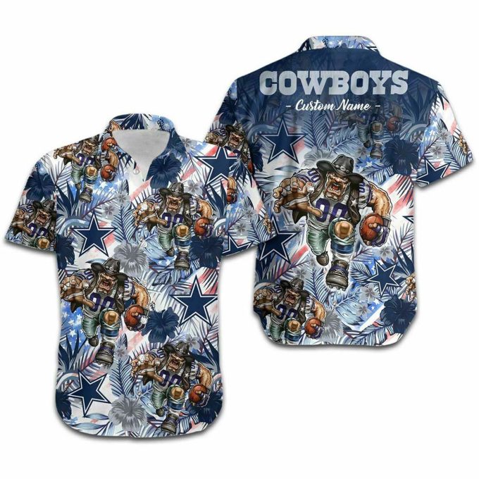 Personalized Dallas Cowboys Mascot Graphic Hawaiian Shirt, Gift For Fan
