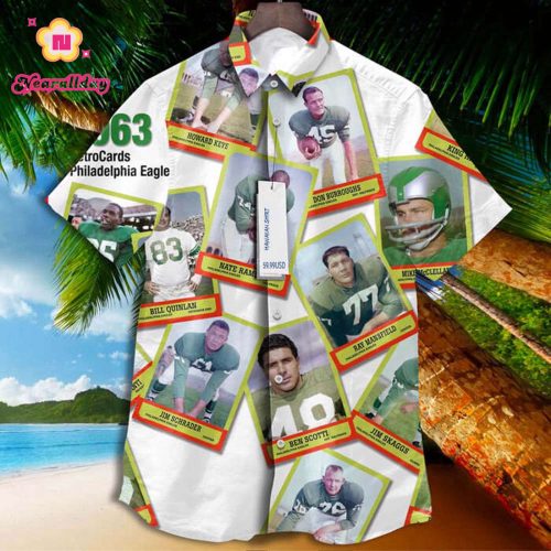 Philadelphia Eagles 1963 Retrocards Set Vintage Aloha Hawaiian Shirt