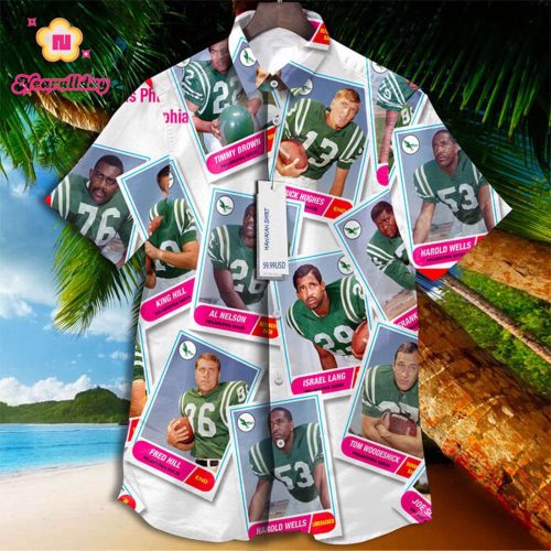 Philadelphia Eagles 1968 Retrocards Set Vintage Aloha Hawaiian Shirt