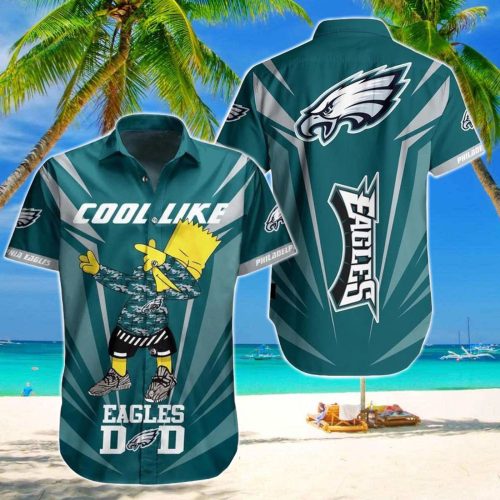 Philadelphia Eagles Bart Simpson Dabing Hawaiian Shirt, Gift For Dad