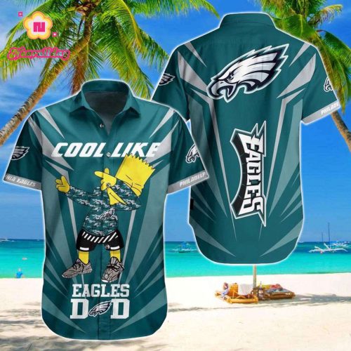 Philadelphia Eagles Bart Simpson Dabing Hawaiian Shirt, Gift For Dad