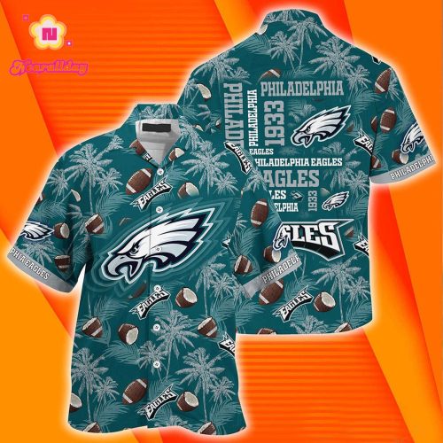 Philadelphia Eagles Coconut Pattern Hawaiian Shirt, Gift For Fans