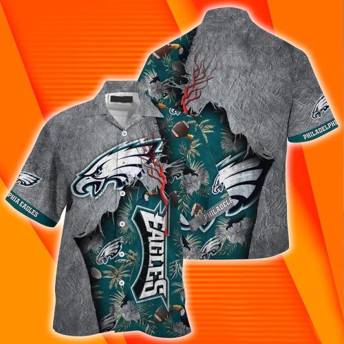 Philadelphia Eagles Grunge Texture Hawaiian Shirt, Gift For Fans