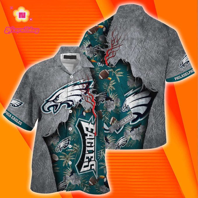 Philadelphia Eagles Grunge Texture Hawaiian Shirt, Gift For Fans