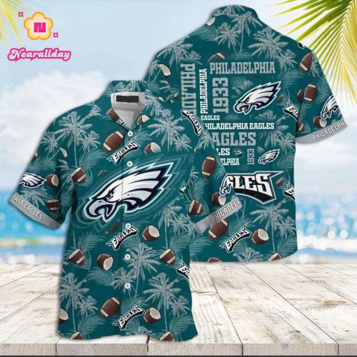 Philadelphia Eagles Hawaiian Shirt Coconut Trees Hawaiian Shirt