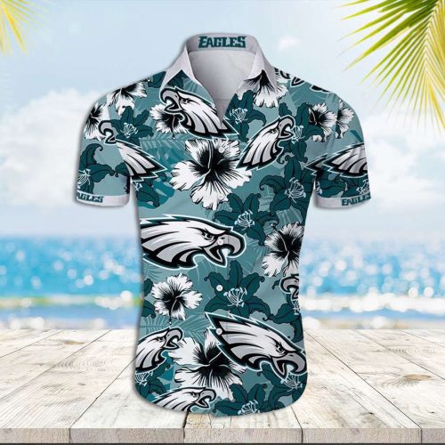 Philadelphia Eagles Hawaiian Shirt Eagles Tropical Flower Hawaiian Shirts
