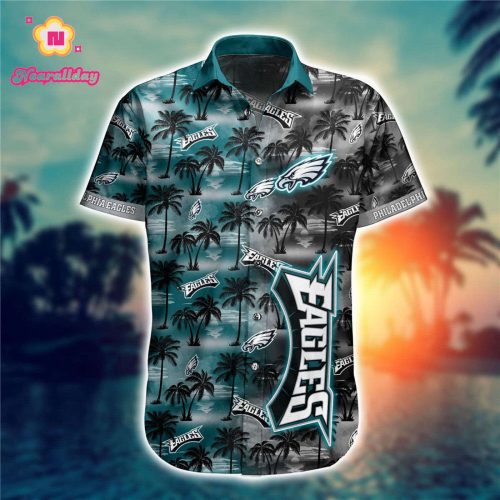 Philadelphia Eagles Hawaiian Shirt Palm Tree Pattern
