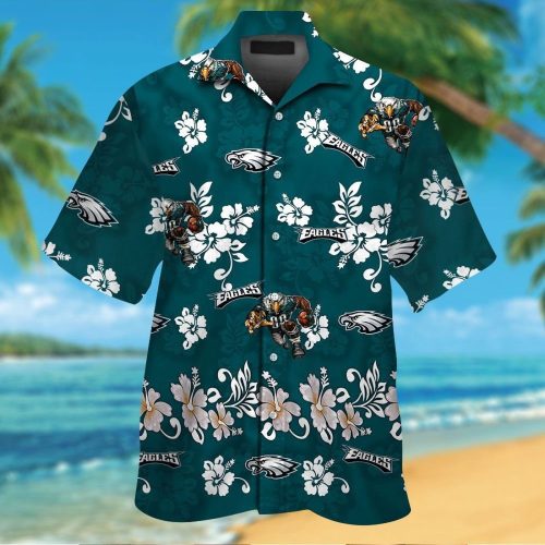 Philadelphia Eagles Short Sleeve Button Up Tropical Aloha Hawaiian Shirt Set for Men Women Kids Gift
