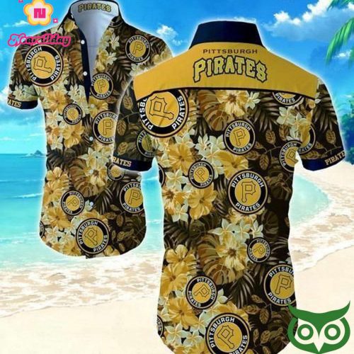 Pittsburgh Pirates Floral Yellow and Black Hawaiian Shirt - Official MLB Merchandise