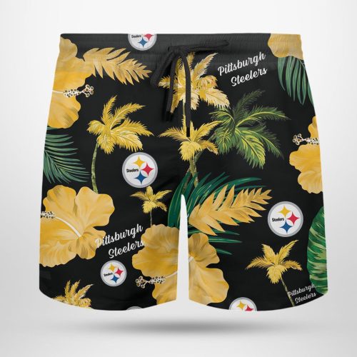 Pittsburgh Steelers Nfl Color Hibiscus Button Up Hawaiian Shirt