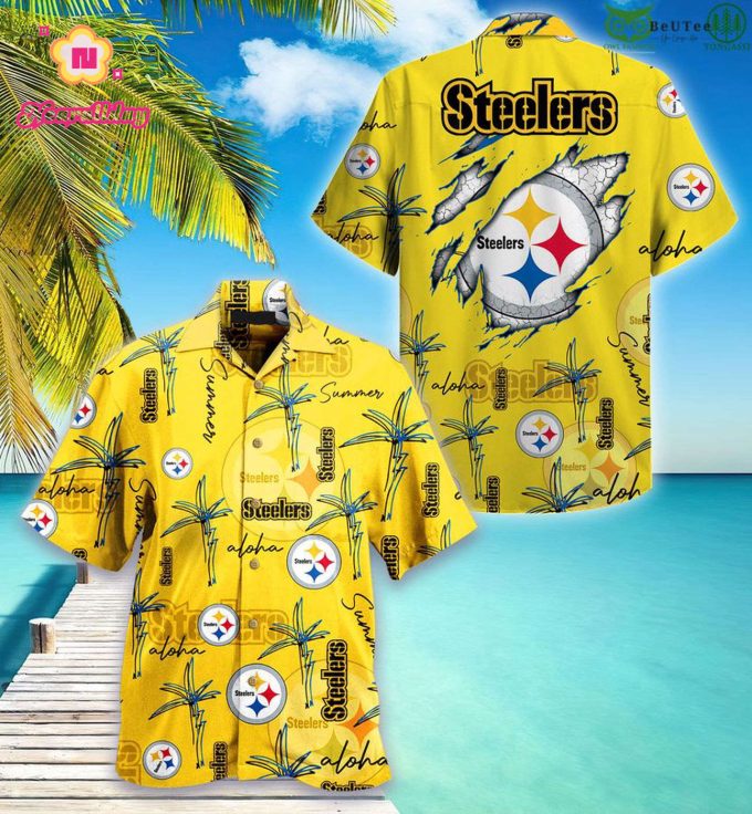 Pittsburgh Steelers NFL Palm On Elie Hawaiian Shirt