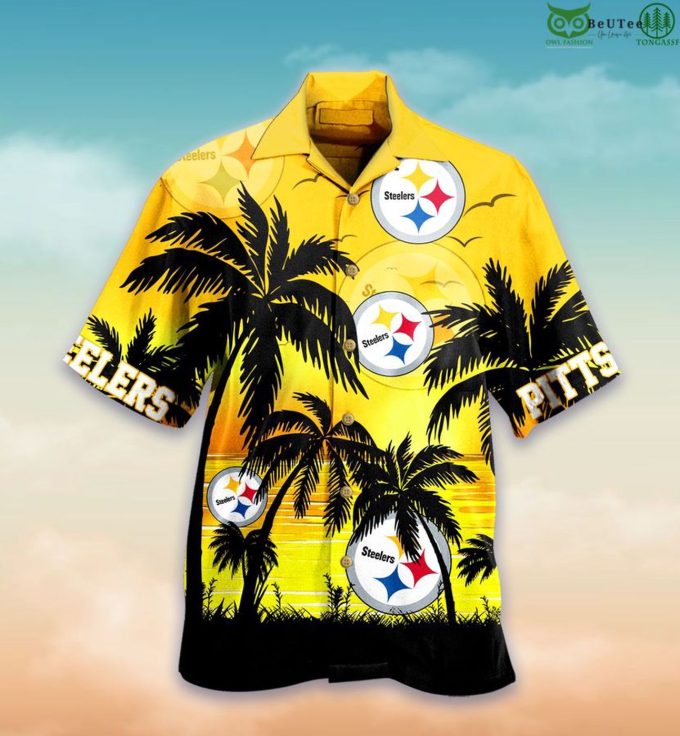 Pittsburgh Steelers NFL Palm Sunset Hawaiian Shirt