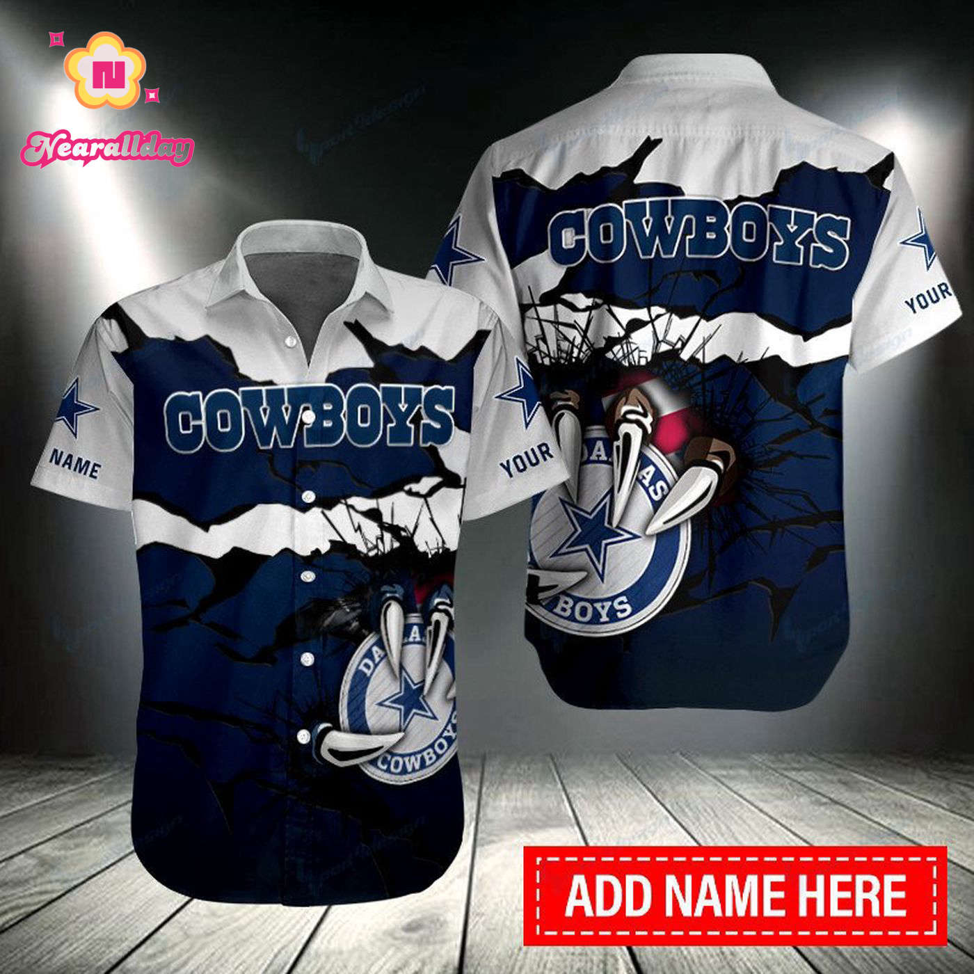 Premium Quality Personalized Dallas Cowboys Monter 3D Hawaiian Shirt Premium Quality Personalized Dallas Cowboys Monter 3D Hawaiian Shirt