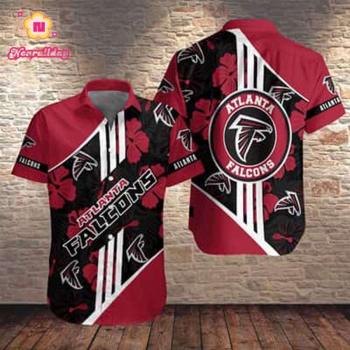 Red Aloha NFL Atlanta Falcons Hawaiian Shirt Flower Pattern Beach Gift For Him