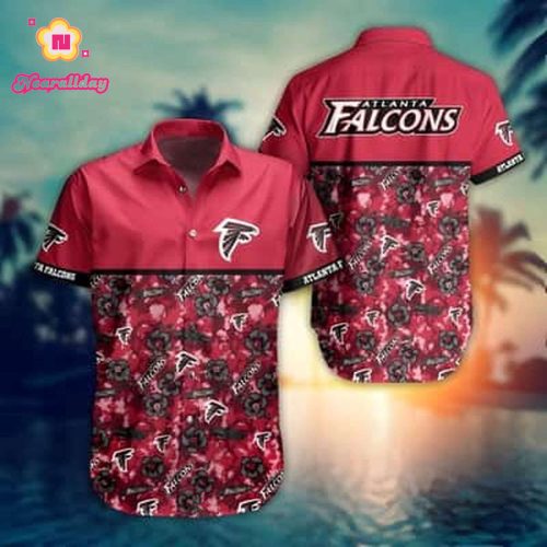 Red Aloha NFL Atlanta Falcons Hawaiian Shirt Small Flowers Pattern Beach Lovers Gift