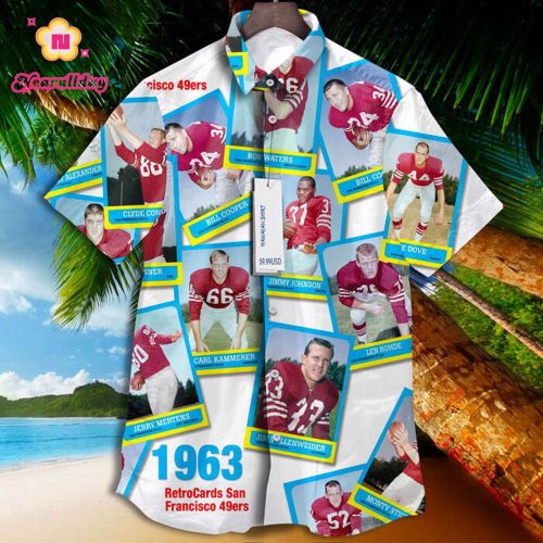 San Francisco 49Ers 1963 Retrocards Set Vintage Aloha Hawaiian Shirt