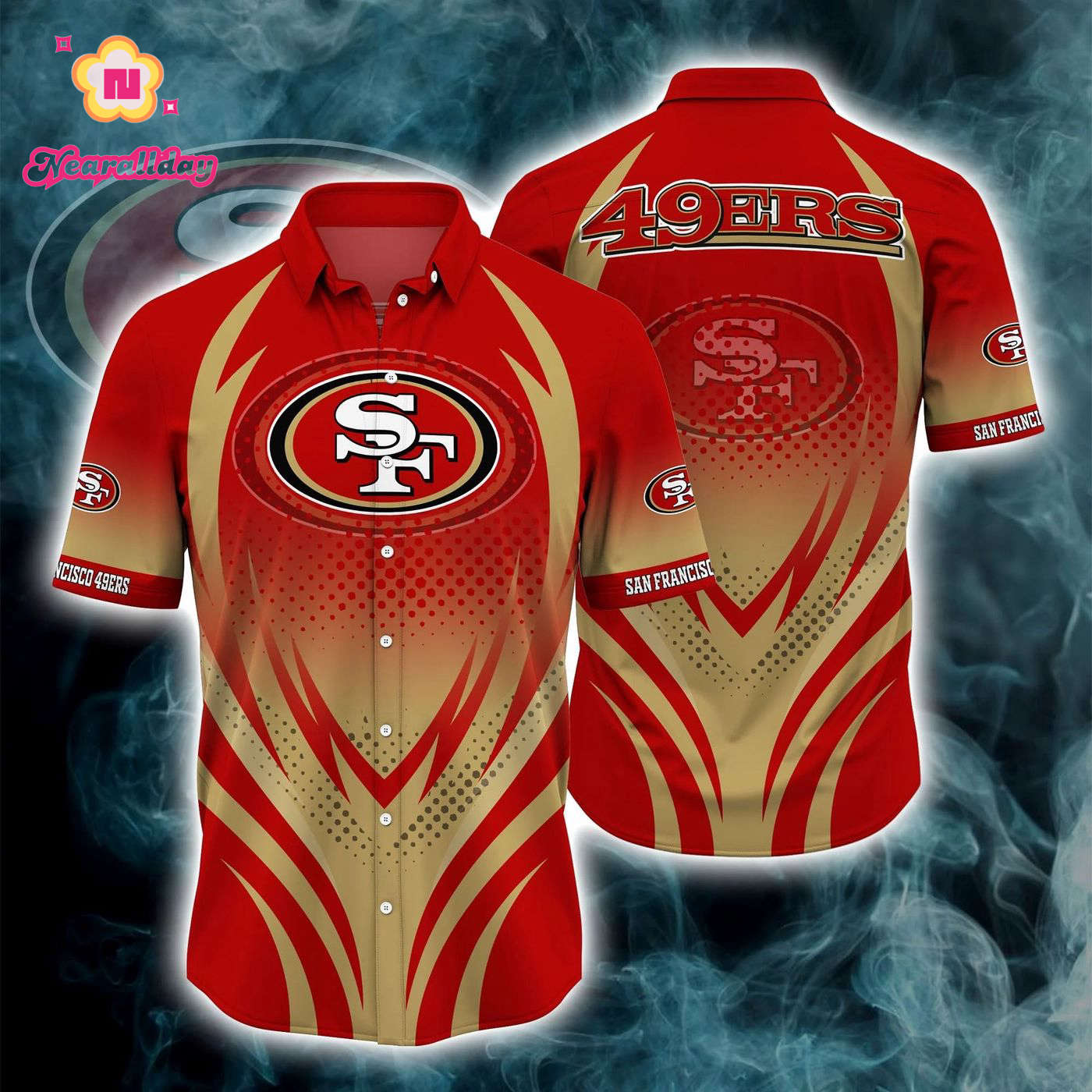 San Francisco 49ers Button Down Shirt 3D Print GiftFS San Francisco 49ers Button Down Shirt 3D Print GiftFS