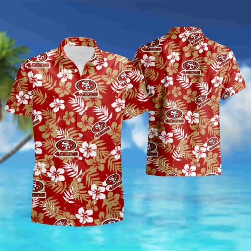 San Francisco 49ers Many Logo and Flower Hawaiian Shirt summer shirt