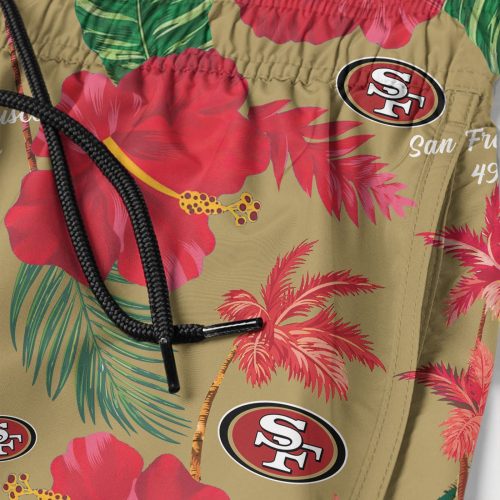 San Francisco 49ers Nfl Color Hibiscus Button Up Hawaiian Shirt