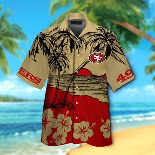 San Francisco 49ers Short Sleeve Button Up Tropical Aloha Hawaiian Shirt Set for Men Women Kids Gift